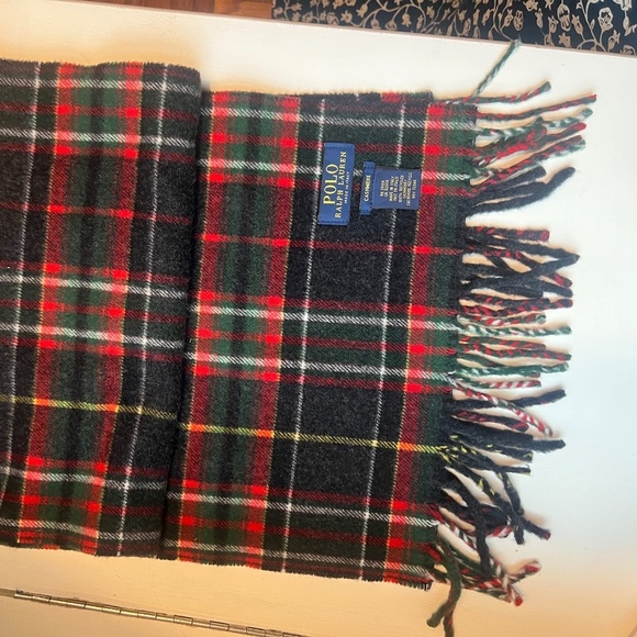 Polo Ralph Lauren Other - POLO Ralph Lauren Cashmere Tartan Plaid Scarf Wrap with Fringe- Made in Italy